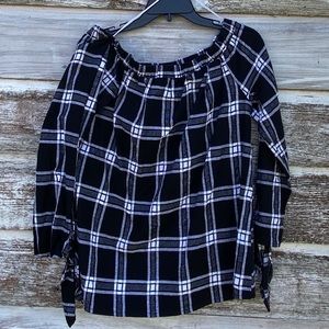 Gibson Latimer plaid off shoulder top-never worn!